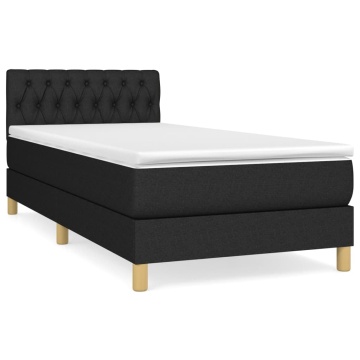 Pat box spring cu saltea, negru, 90x200 cm, textil - Img 2