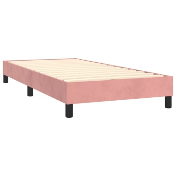 Pat box spring cu saltea, roz, 100x200 cm, catifea - Img 4