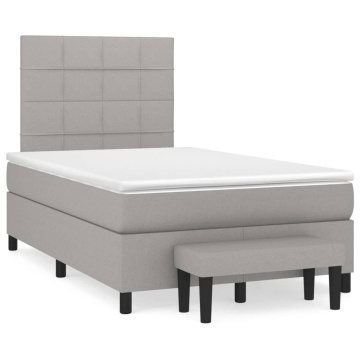 Pat continental cu saltea, gri deschis, 120x200 cm, textil - Img 2