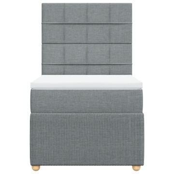Pat continental cu saltea, gri deschis, 80x200 cm, textil - Img 4