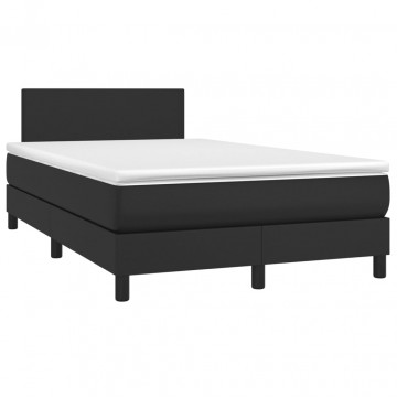 Pat continental cu saltea, negru, 120x200 cm, piele ecologică - Img 3