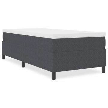 Pat cu arcuri box Gri închis 90x200 cm din țesătură corduroy - Img 4