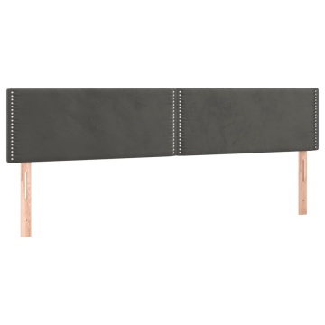 Pat cu arcuri, saltea și LED, gri închis, 180x200 cm, catifea - Img 6