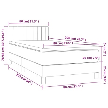 Pat cu arcuri, saltea și LED, gri închis, 80x200 cm, textil - Img 7