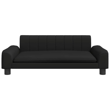 Pat de câini, negru, 90x53x30 cm, piele ecologică - Img 3