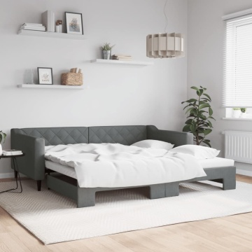 Pat de zi cu extensie, gri închis, 100x200 cm, textil - Img 1