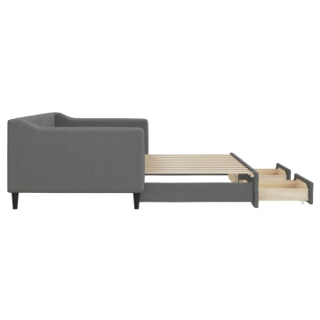 Pat de zi cu extensie și sertare, gri închis, 90x200 cm textil - Img 6