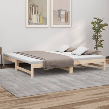 Pat de zi extensibil, 2x(90x200) cm, lemn masiv de pin - Img 1