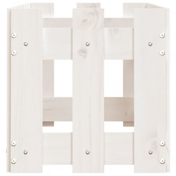 Pat înălțat grădină design gard alb 100x30x30cm lemn pin tratat - Img 5