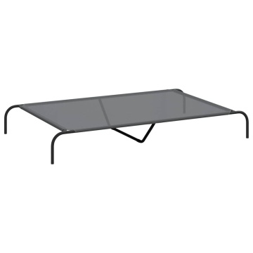 Pat înălțat pentru câini gri 150x90x20 cm Textilenă și oțel - Img 2