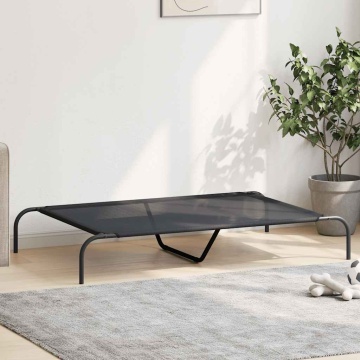 Pat înălțat pentru câini negru 130x80x20 cm Textilenă și oțel - Img 3