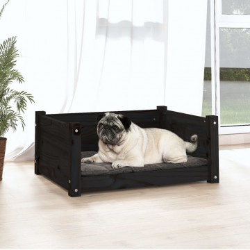 Pat pentru câini, negru, 65,5x50,5x28 cm, lemn masiv de pin - Img 3