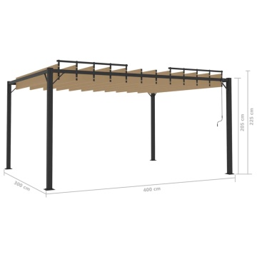 Pavilion cu acoperiș jaluzea gri taupe 3x4 m țesătură&aluminiu - Img 7