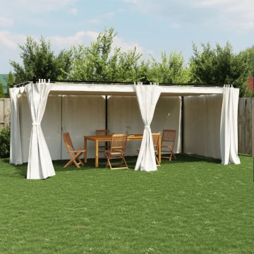 Pavilion cu draperii, gri taupe, 6x3 m, oțel - Img 1
