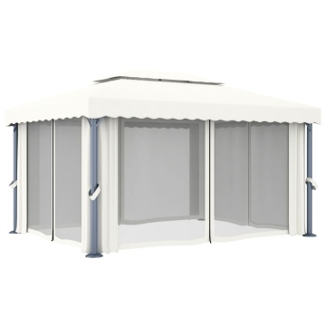 Pavilion cu perdea, alb crem, 4 x 3 m, aluminiu - Img 4