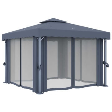 Pavilion cu perdea, antracit, 3 x 3 m, aluminiu - Img 3