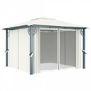 Pavilion cu perdele, crem, 300 x 300 cm - Img 2