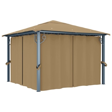 Pavilion cu perdele, gri taupe, 300 x 300 cm, aluminiu - Img 1