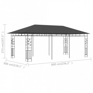Pavilion cu plasă anti-țânțari, antracit, 6 x 3 x 2,73 m - Img 7