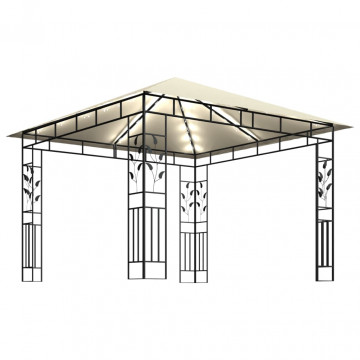 Pavilion cu plasă anti-țânțari & lumini LED crem 3x3x2,73m - Img 4
