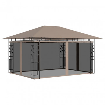 Pavilion cu plasă anti-țânțari&lumini LED,gri taupe, 4x3x2,73 m - Img 3
