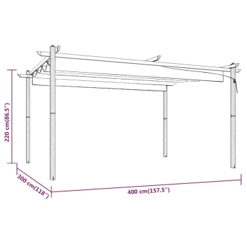 Pavilion de grădină, acoperiș retractabil, antracit, 4x3 m - Img 7