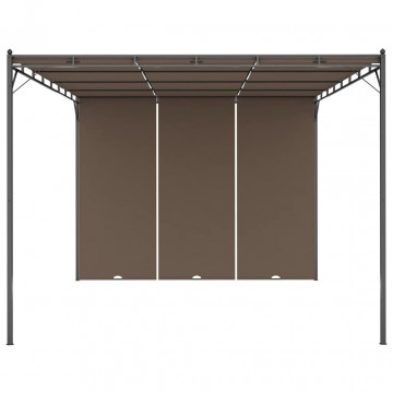 Pavilion de grădină cu perdea laterală, gri taupe, 4x3x2,25 m - Img 2