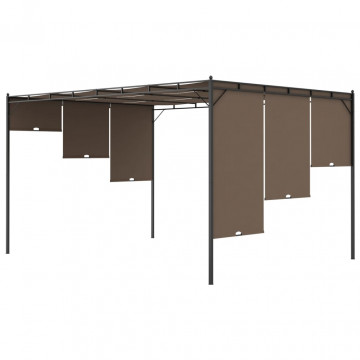 Pavilion de grădină cu perdea laterală, gri taupe, 4x3x2,25 m - Img 4