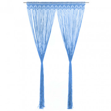 Perdea macrame, albastru, 140 x 240 cm, bumbac - Img 1