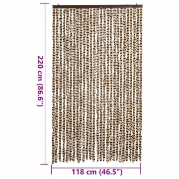 Perdea pentru insecte, bej și maro, 118x220 cm, chenille - Img 6