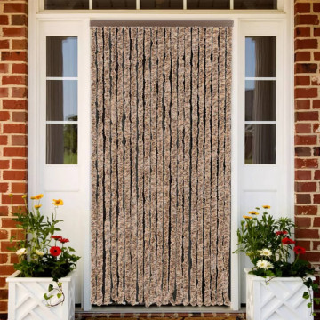 Perdea pentru insecte, bej și maro închis, 90x220 cm, chenille - Img 1
