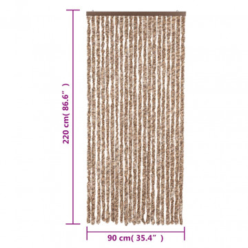 Perdea pentru insecte, bej și maro închis, 90x220 cm, chenille - Img 6