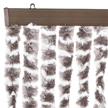 Perdea pentru insecte, gri taupe și alb, 118x220 cm, chenille - Img 4