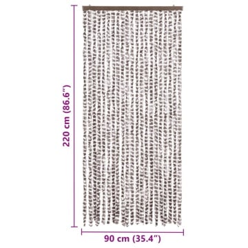 Perdea pentru insecte, gri taupe și alb, 90 x 220 cm, chenille - Img 7
