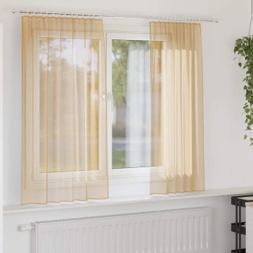 Perdele Voile cu Bucle 2 buc Nisip 140x175 cm - Img 1