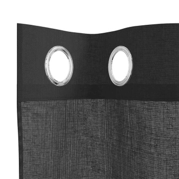 Perdele Voile cu Oeli 2 buc Negru 140x260 cm - Img 8