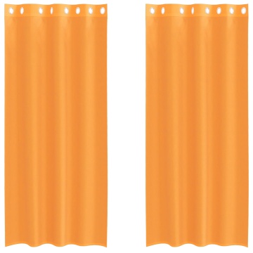 Perdele Voile cu Oelii 2 buc Portocaliu 140x225 cm - Img 2