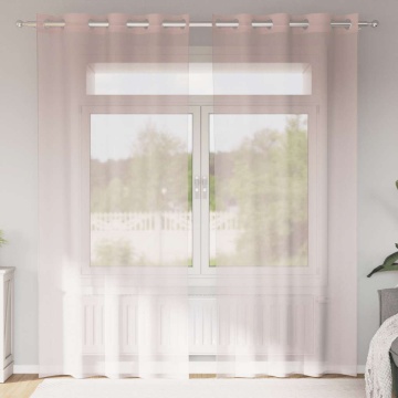Perdele Voile cu Oelii 2 buc Roz deschis 140x245 cm - Img 1