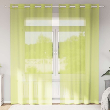 Perdele Voile cu Oelii 2 buc Verde măr 140x245 cm - Img 1
