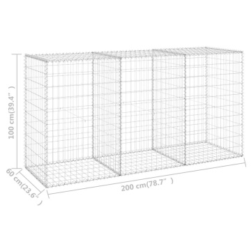 Perete gabion cu capace, 200 x 60 x 100 cm, oțel galvanizat - Img 8