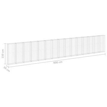 Perete gabion cu capace, 900 x 30 x 150 cm, oțel galvanizat - Img 5