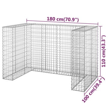 Perete gabion pentru pubele, 180x100x110 cm, oțel galvanizat - Img 6