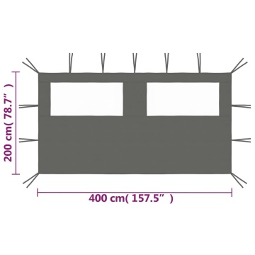 Perete lateral foișor cu ferestre, 4x2 m, antracit - Img 4