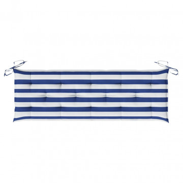 Pernă de bancă, dungi albastre și albe, 150x50x7 cm, textil - Img 8