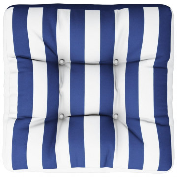Pernă de paleți, dungi albastru/alb, 60x60x12 cm, textil - Img 2