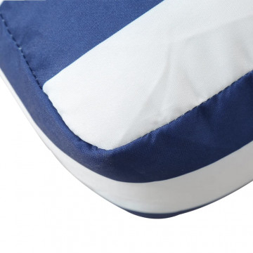 Pernă de paleți, dungi albastru/alb, 60x60x12 cm, textil - Img 6