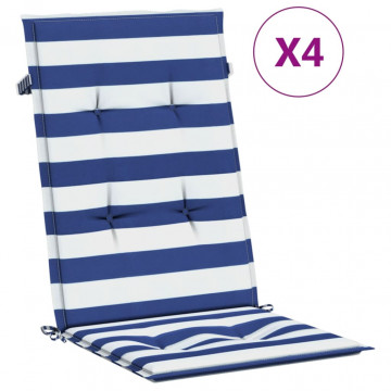 Perne de scaun spătar înalt, 4 buc. dungi albastre&albe, textil - Img 2
