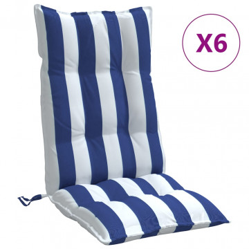 Perne de scaun spătar înalt, 6 buc. dungi albastre&albe, textil - Img 2