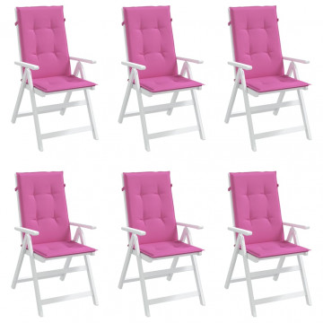 Perne de scaun spătar înalt, 6 buc., roz, textil - Img 3