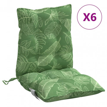 Perne de scaun spătar jos, 6 buc., model frunze, textil oxford - Img 2